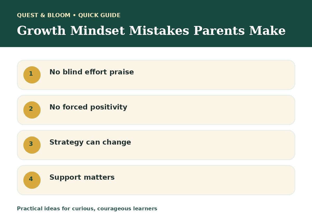 Quick guide about growth mindset mistakes parents make